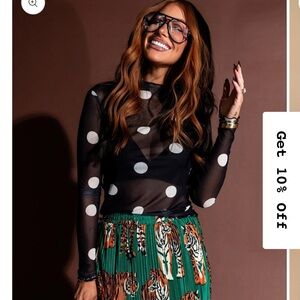 Dressed in LALA Mesh Too Polka Dot Size Small